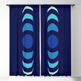 Abstract Minimal Blue Retro Style Moon Phase - Chikafuku Blackout Curtain