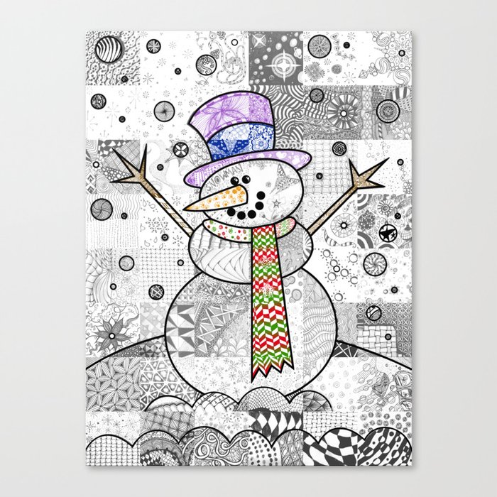 Coloured Snowman Canvas Print