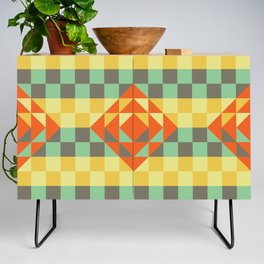 Green and yellow gingham checked ornament Credenza