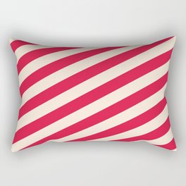 [ Thumbnail: Beige & Crimson Colored Lined/Striped Pattern Rectangular Pillow ]