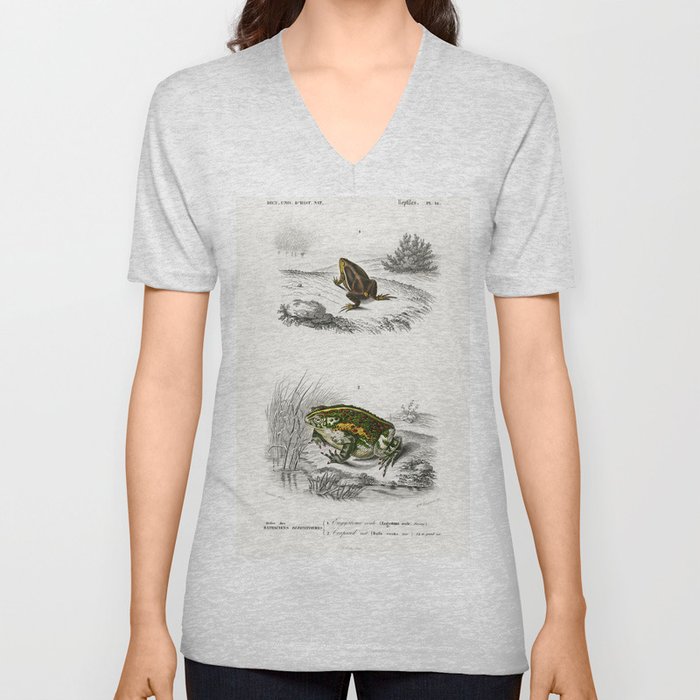 Oval Frog & Green Toad V Neck T Shirt