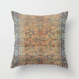 Kashan Floral Persian Carpet Print Throw Pillow