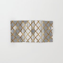 Moroccan Tile Pattern In Grey And Gold Hand & Bath Towel