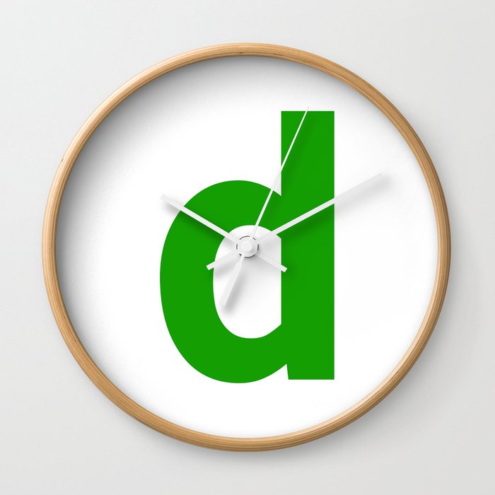 letter D (Green & White) Wall Clock