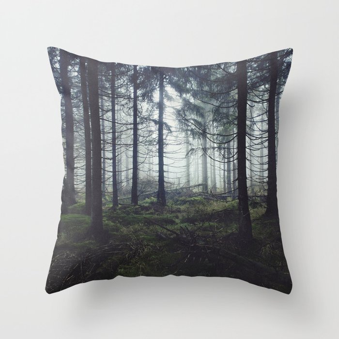 Through The Trees // Fog Forest Home Throw Pillow