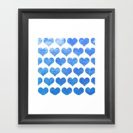 Raining Blue Hearts Framed Art Print