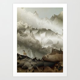 The Fortress Art Print | Gift, Graphicdesign, Geometric, Textured, Landscape, Mountains, Winter, Oct17Cb, Nature, Illustration 