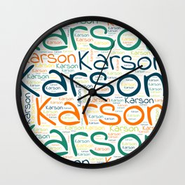 Karson Wall Clock | Husband Merch Text, Special Dad Daddy, Man Baby Boy, Hand Lettering Son, Buddy Soft Present, Colors First Name, Horizontal America, Colorful Boyfriend, Graphicdesign, Vidddie Publyshd 