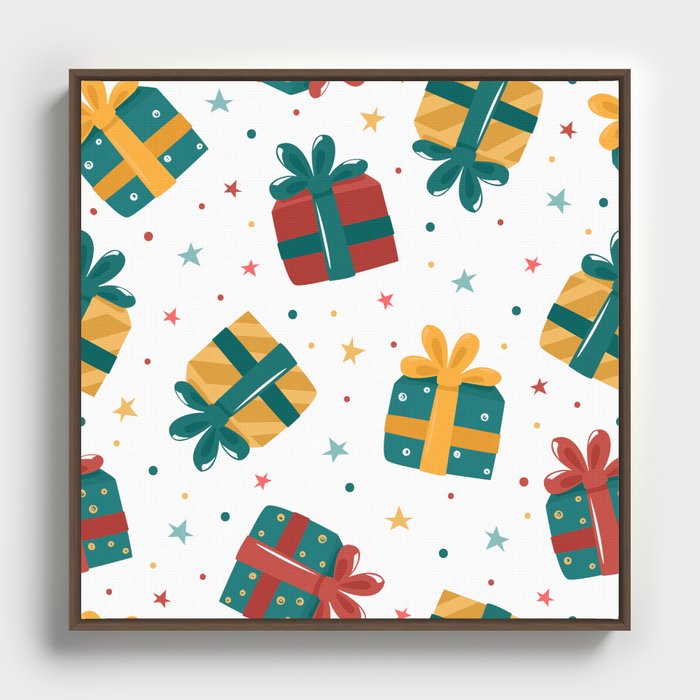 Christmas gifts seamless pattern Framed Canvas
