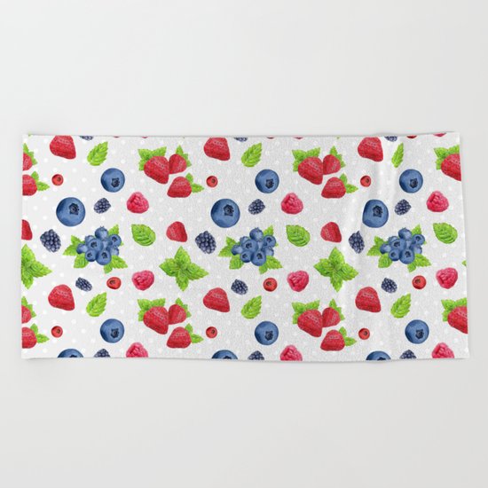Berries Pattern 02 Beach Towel