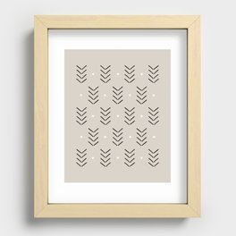 Arrow Lines Geometric Pattern 11 in Creamy grey Recessed Framed Print