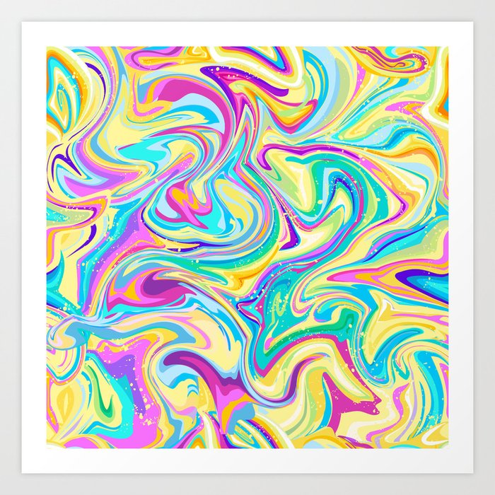 Marble seamless pattern in neon colors. Art Print