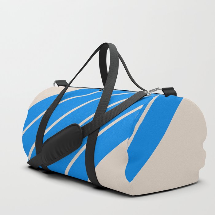 Classic Striped Retro Stripes in Beige and Blue Color Duffle Bag