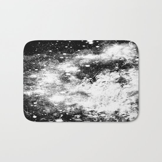 Chaotic Space : Galaxy Black White Gray Bath Mat
