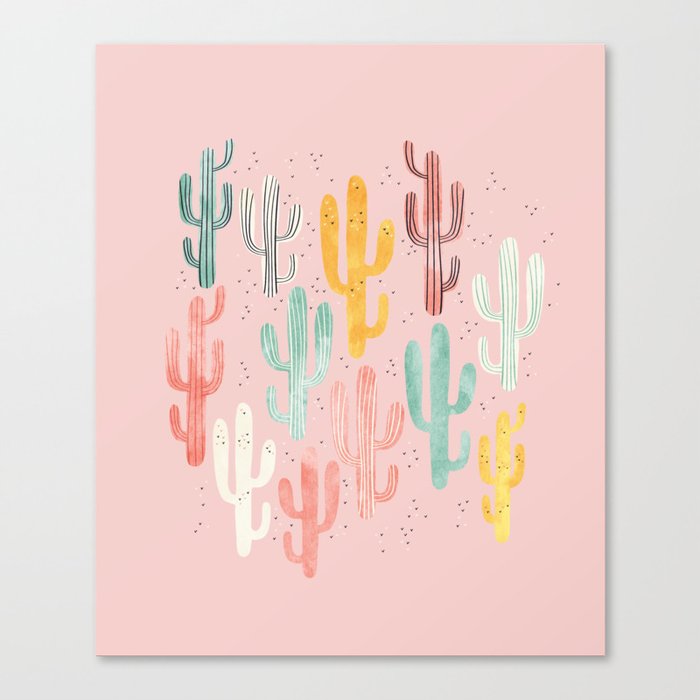 Long Multicolored Cacti Canvas Print