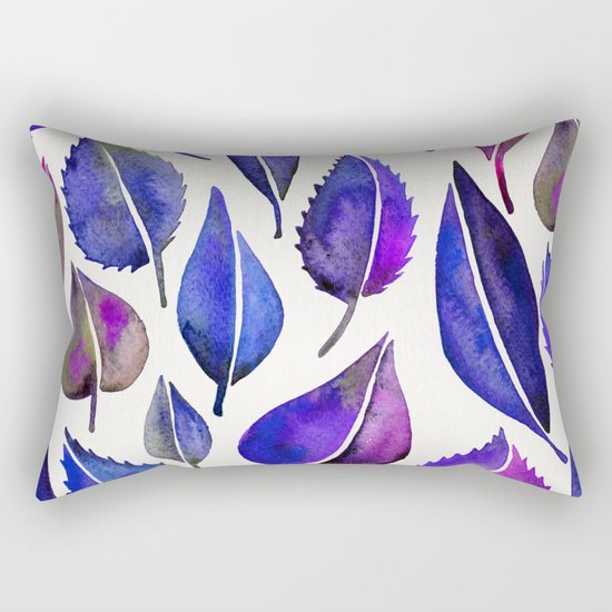 Indigo Leaves Rectangular Pillow