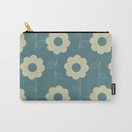 Green-Blue Bold Flower Pattern Carry-All Pouch