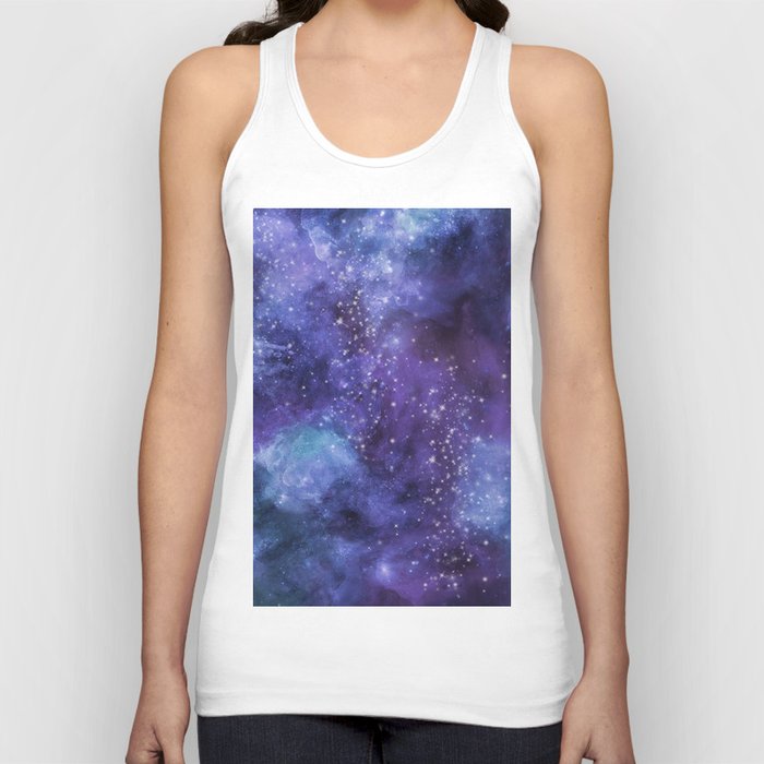 Stardust blue purple watercolor space Tank Top