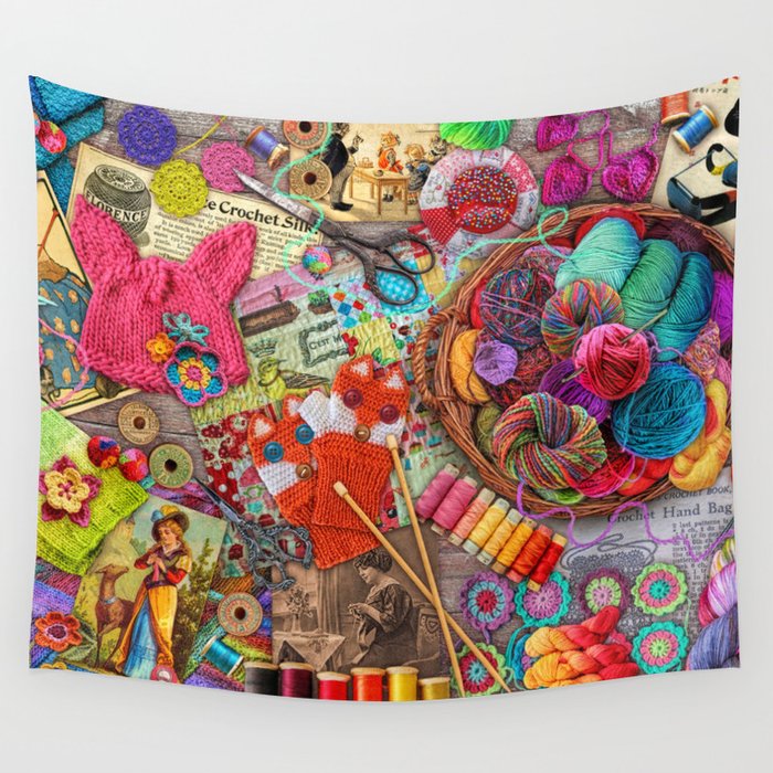 Vintage Yarn Thread Wall Tapestry