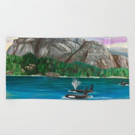 Orcas at the Chief Beach Towel