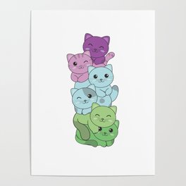 Toric Flag Pride Lgbtq Cute Cats Pile Poster