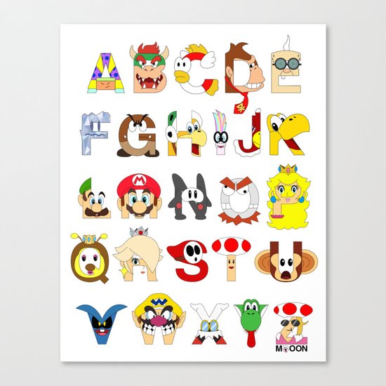 Super Mario Alphabet Canvas Print