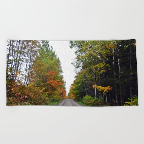 Forest Road in the Fall Beach Towel