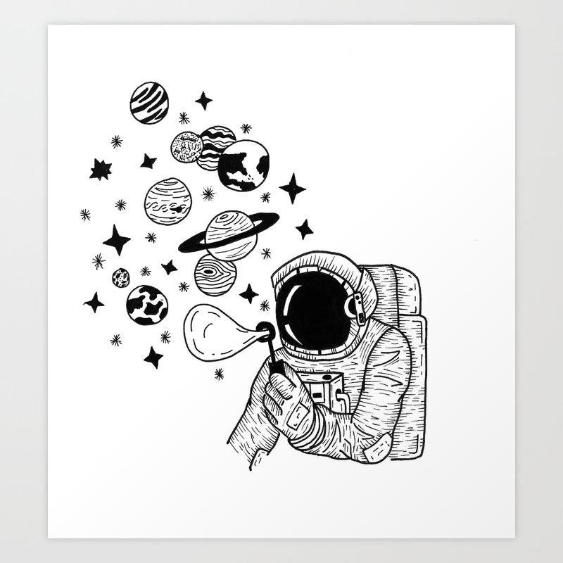 Astronaut Blowing Bubbles Art Print By Voyagerart Society6