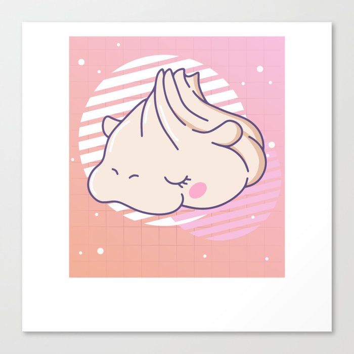 Funny Hippo Dumpling Cute Kawaii Aesthetic Canvas Print