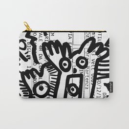 Creatures Graffiti Black and White on French Train Ticket Carry-All Pouch