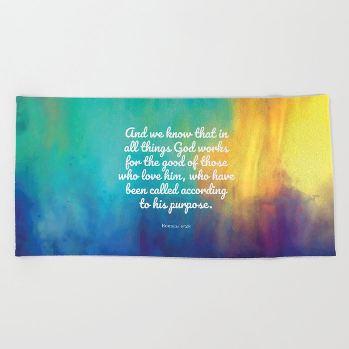 Romans 828 Encouraging Scripture Beach Towel By Studiocitrine