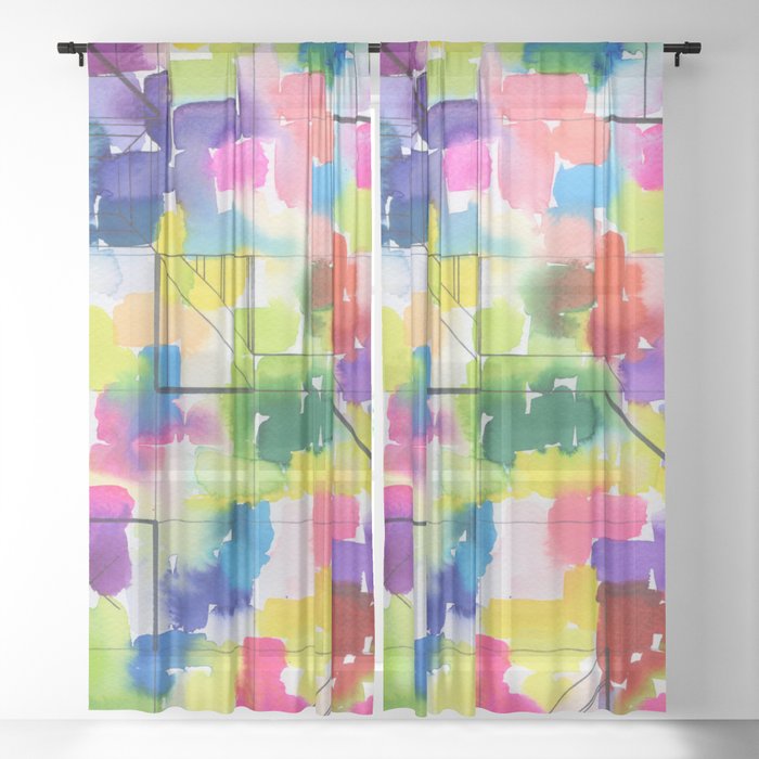 rainbow geometry Sheer Curtain