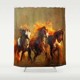 Flaming Horses Shower Curtain
