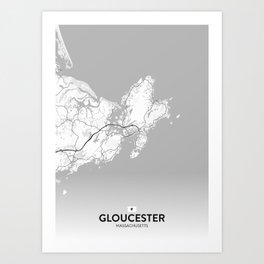 Gloucester, Massachusetts, United States - Light City Map Art Print