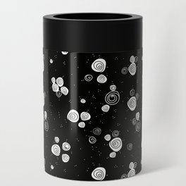 Black and white doodle flower pattern with cute roses Can Cooler