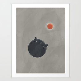 red moon cat Art Print