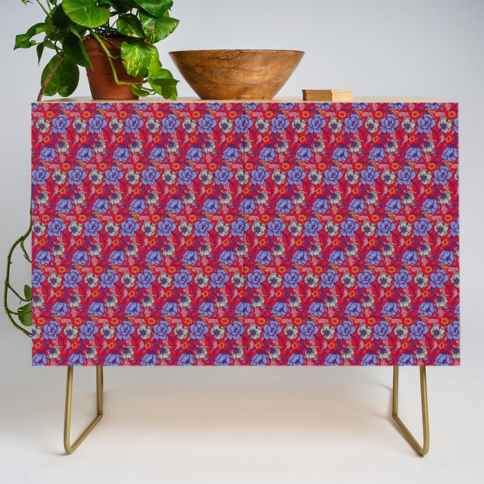 Red and blue Credenza