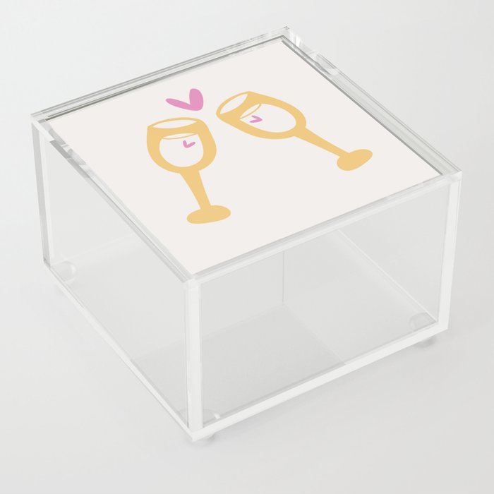 Love illustration Wine glasses and heart Champagne drink Acrylic Box