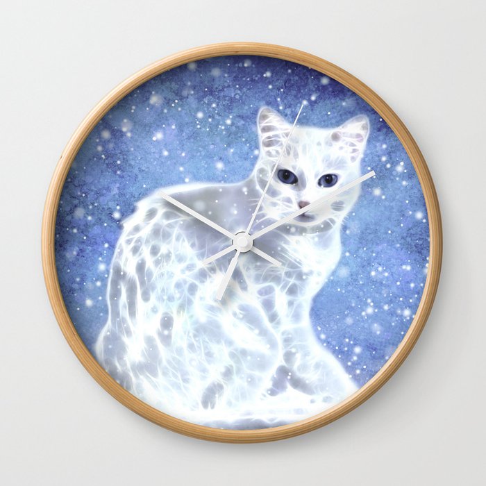 Abstract white cat Wall Clock