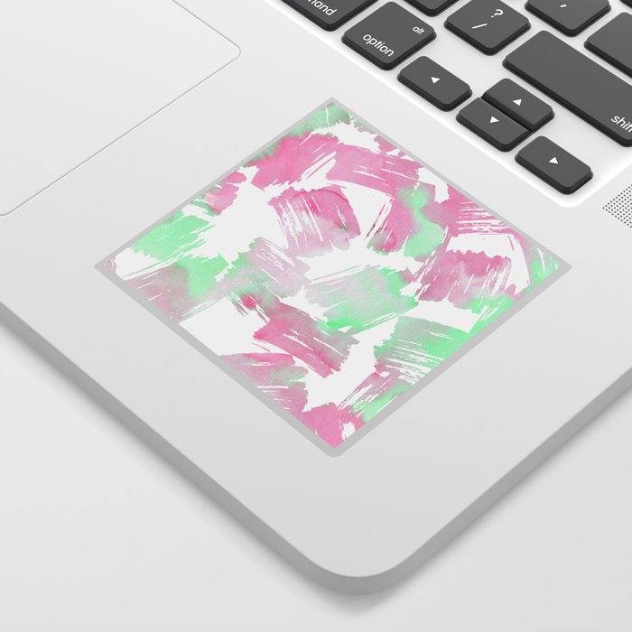 Hand Painted Pink Mint Neon Green Watercolor Brushstrokes Sticker