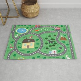 Children playmat with animals and toy cars Area & Throw Rug