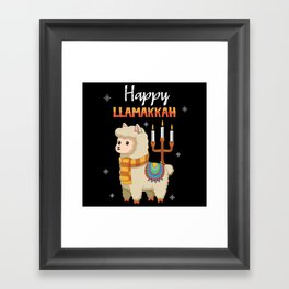 Llamakkah Llama Candles Menorah Happy Hanukkah Framed Art Print