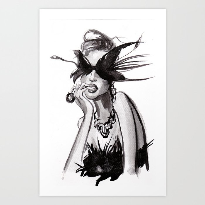 Girl in the mask Art Print