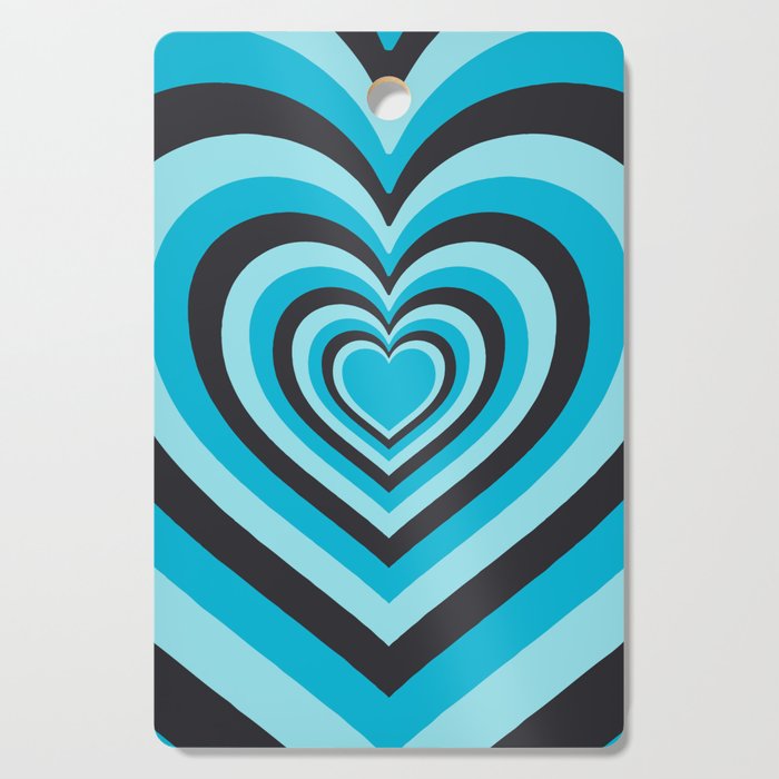 Retro Hypnotic Hearts Pattern in Blue (xii 2021) Cutting Board