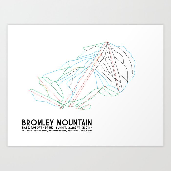 Bromley VT Minimalist Trail Art Art Print by Bromley VT Minimalist Trail Art Art Print by