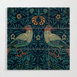 William Morris Blue Bird Wall Paper Pattern Vintage Bird and Floral Pattern Victorian Blue Bird Wall Paper Wood Wall Art