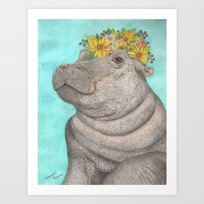 Boho baby hippo just like Fiona Art Print