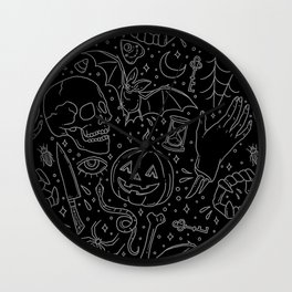Halloween Horrors Wall Clock | Black and White, Teeth, Graphicdesign, Halloween, Graphic Design, Moon, Digital, Vampire, Scary, Occult 