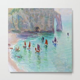 Monet - Etretat the Aval door fishing boats Metal Print | Fishing, Artistic, Print, Aesthetic, Boat, Sea, Nature, Decoration, Minimal, Monet 