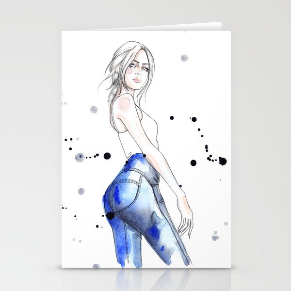 Watercolor Fashion Illustration Stationery Cards